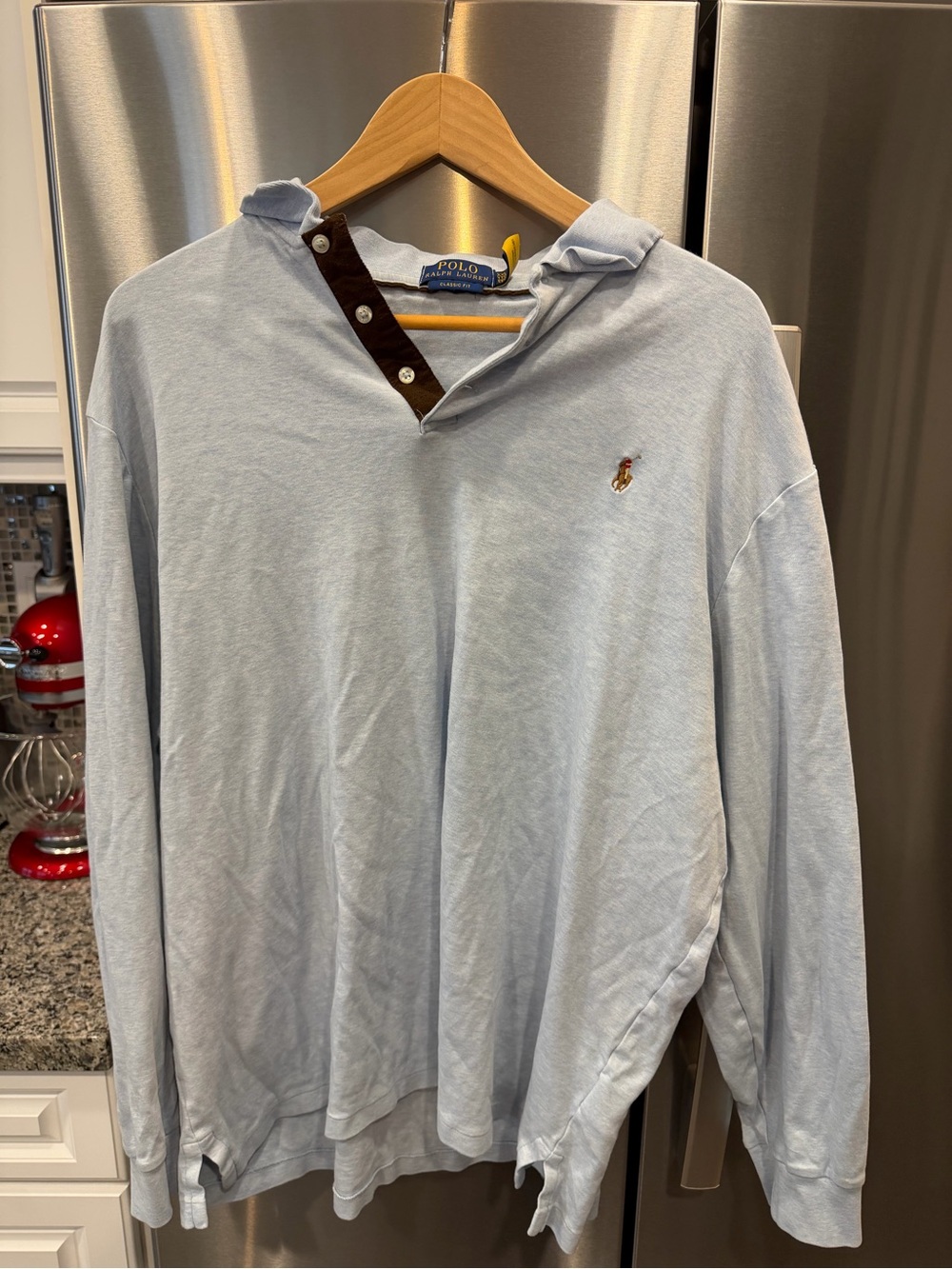 Ralph Lauren Light Blue Classic Fit Polo Sweatshirt with Navy Label